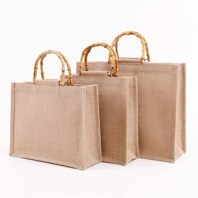 Tas Belanja Goni Goni Portabel Pegangan Loop Bambu Tas Belanja Tote yang Dapat Digunakan Kembali untuk Wanita