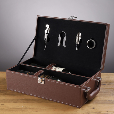 Wine Gift Leather Gift Box Kemasan Botol Champagne Mewah