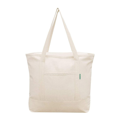 Tas Tote Kanvas Ritsleting Dicetak Dengan Logo Kustom Saku