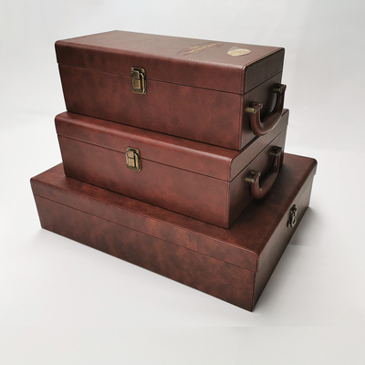 harga yang pantas Luxury Personalized PU Leather 500ml 750ml Champagne Gift Boxes With Handle on line