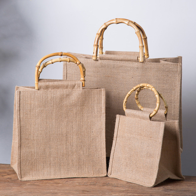 harga yang pantas Tas Tote Goni Belanja yang Dapat Digunakan Kembali Tas Tote Rami Pegangan Bambu on line